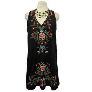 𝅺altard State Black Embroidered Sleeveless Shift Dress Women's Size XS